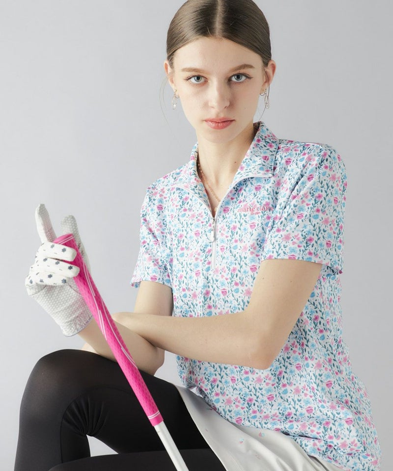 marie claire SPORT の  レディース ゴルフ 半袖ハイネック 総柄