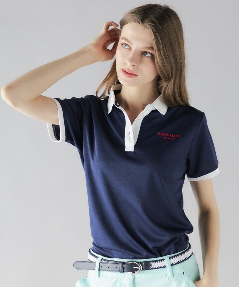 marie claire SPORT の  レディース トレーニング 半袖ポロシャツ