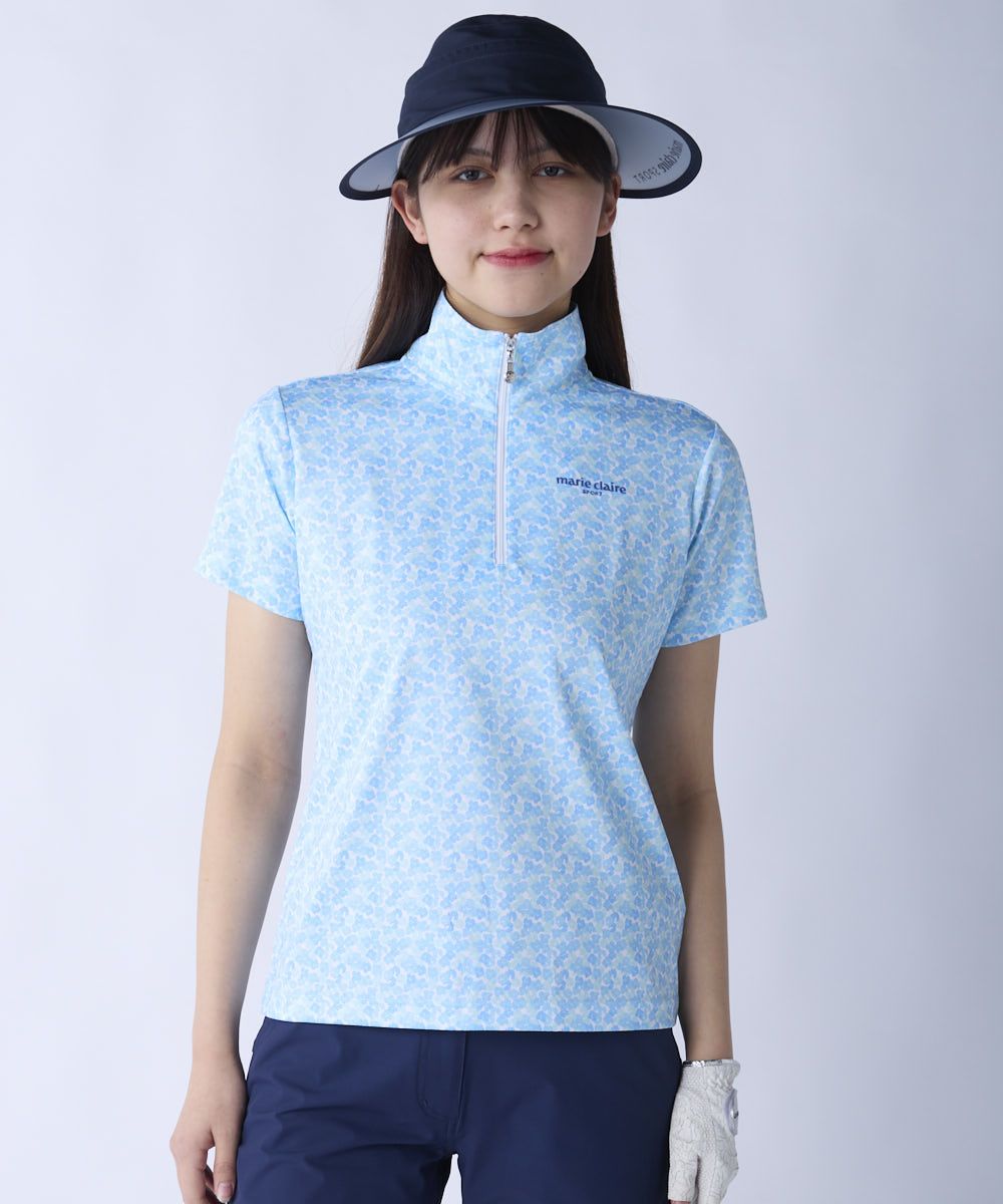 小花柄ハーフジップ半袖シャツ | ゴルフ - marie claire SPORT（マリ