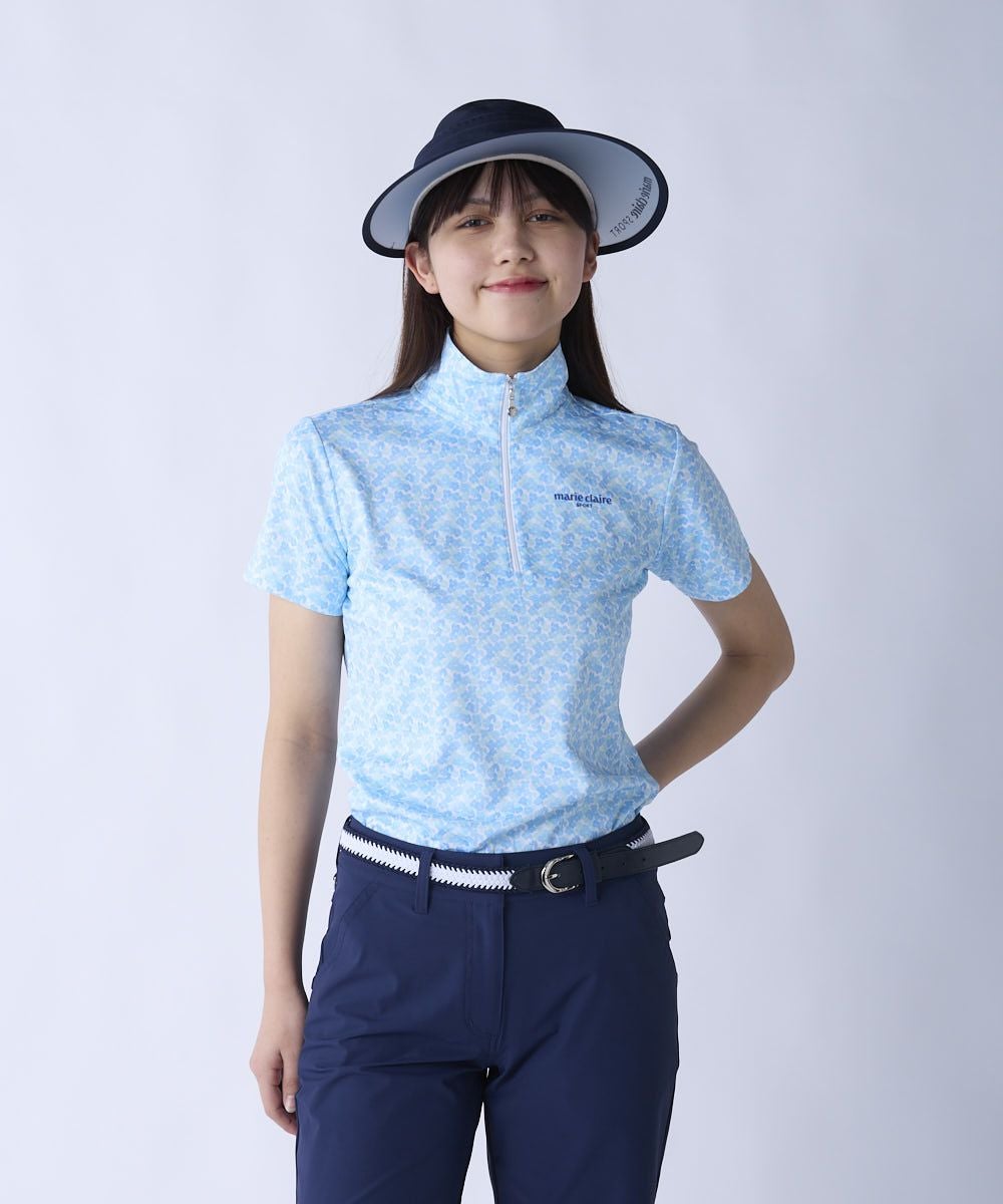 小花柄ハーフジップ半袖シャツ | ゴルフ - marie claire SPORT（マリ